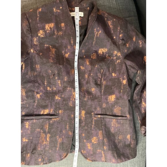Coldwater Creek Womens Brown Gold Metallic Textured Blazer Skirt Suit Set Sz 12P - Picture 14 of 14